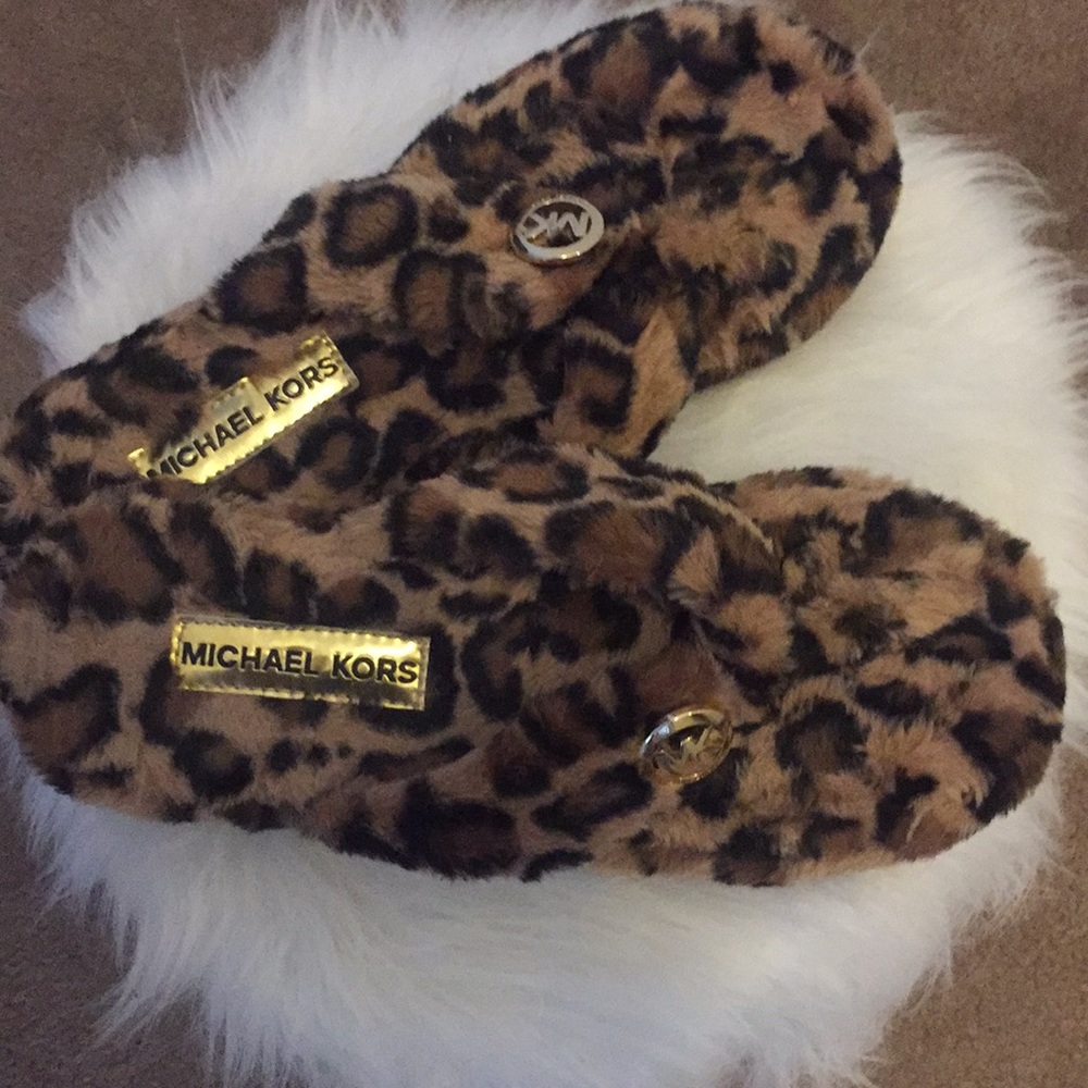 Michael Kors leopard print slippers.